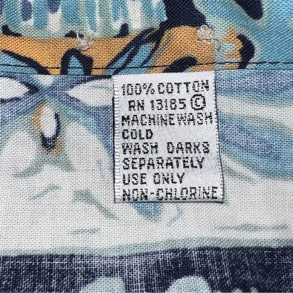 Pierre Cardin Men's Blue and Brown Hawaiian Patterned Shirt size Medium - Picture 7 of 13